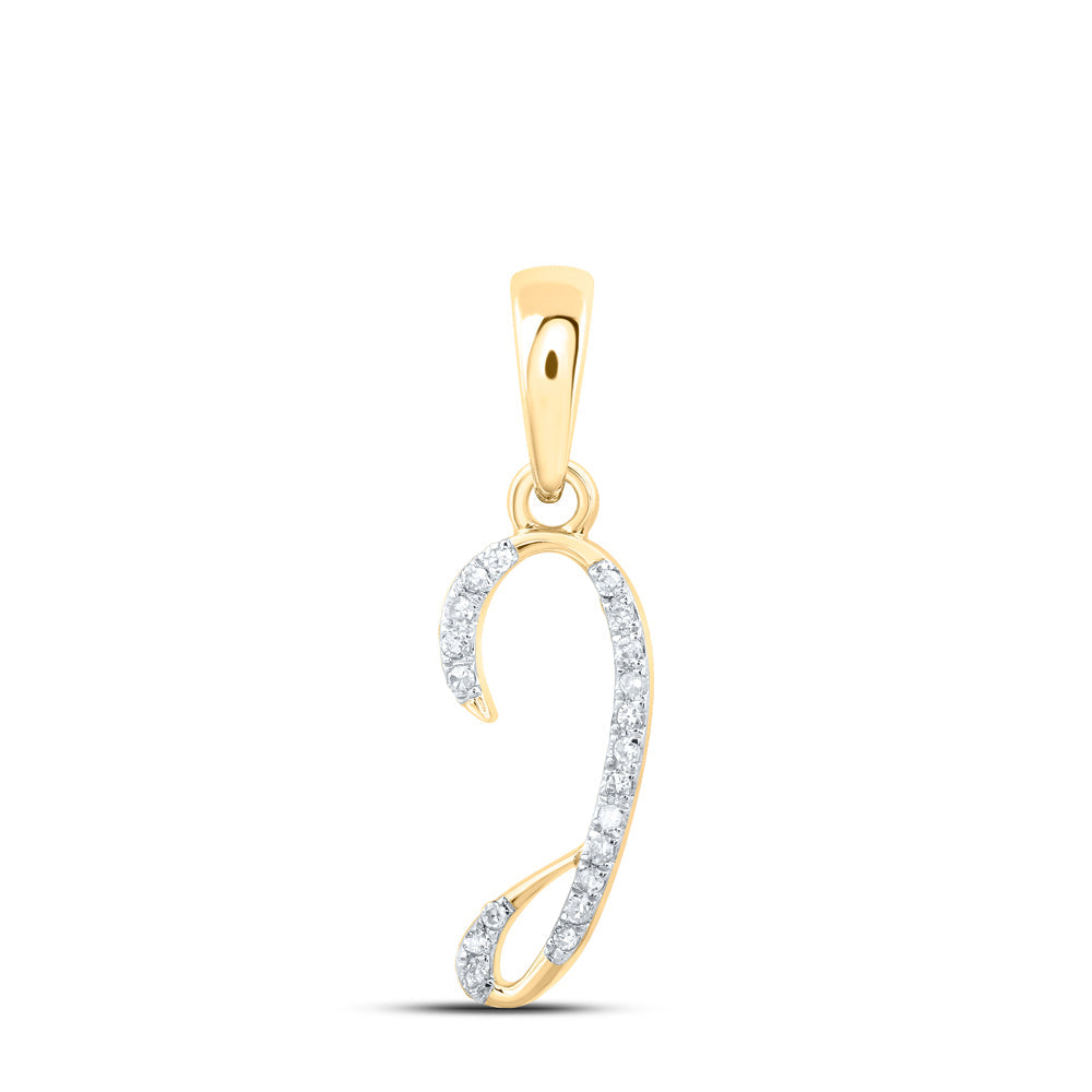 10kt Yellow Gold Womens Round Diamond I Initial Letter Pendant 1/20 Cttw