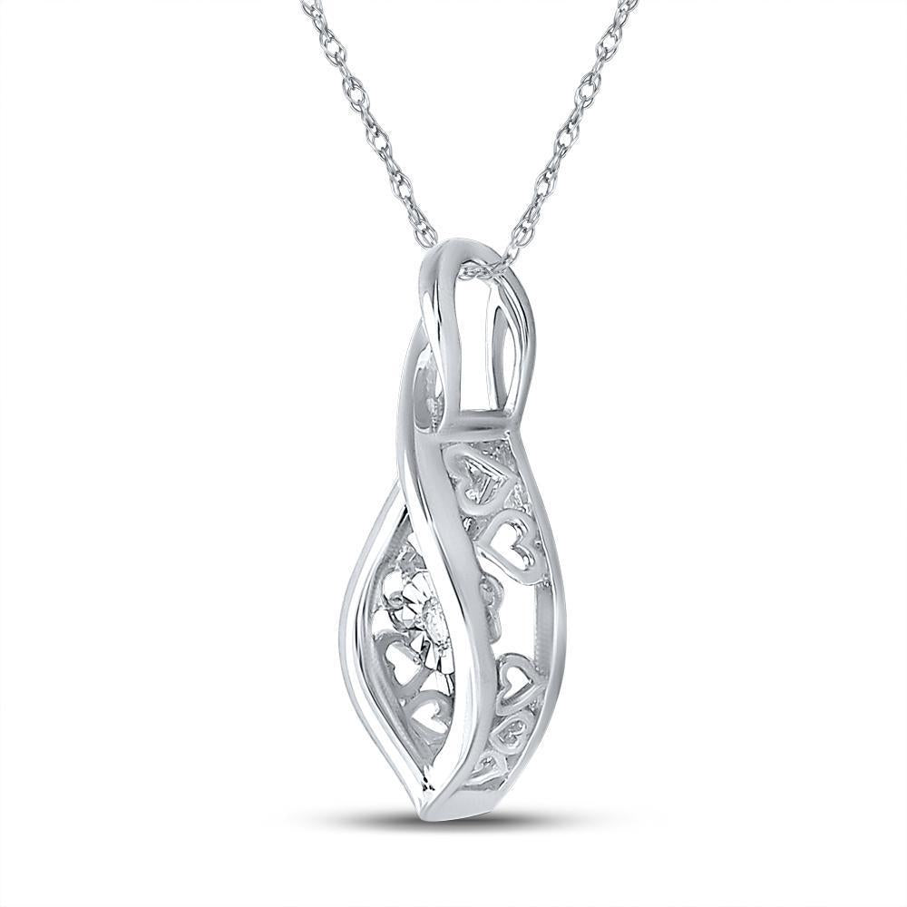 Sterling Silver Womens Round Diamond Fashion Pendant .03 Cttw