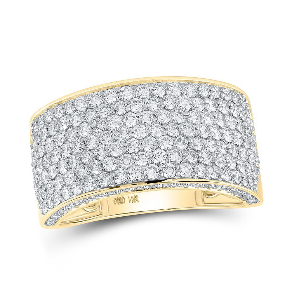 14kt Yellow Gold Mens Round Diamond Pave Band Ring 3-1/5 Cttw