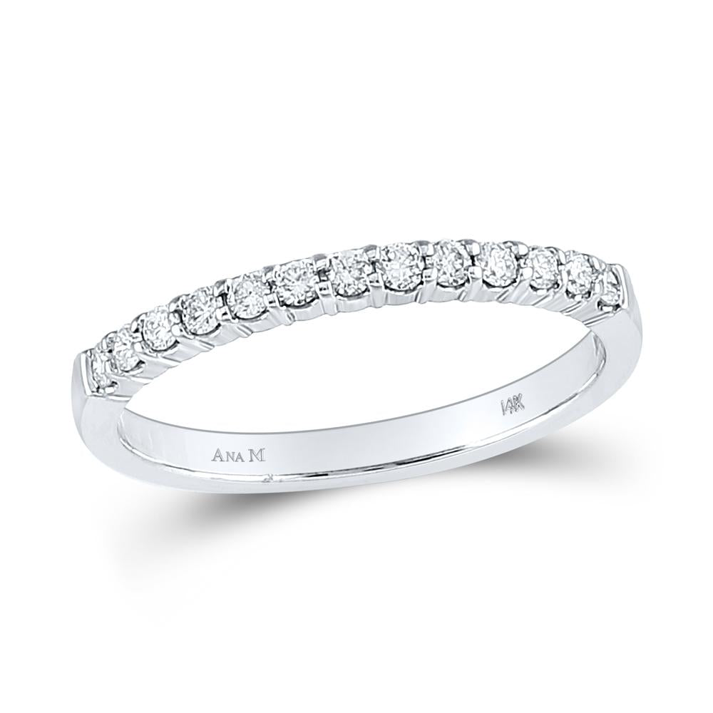 14kt White Gold Womens Round Diamond Machine-set Wedding Band Ring 1/4 Cttw