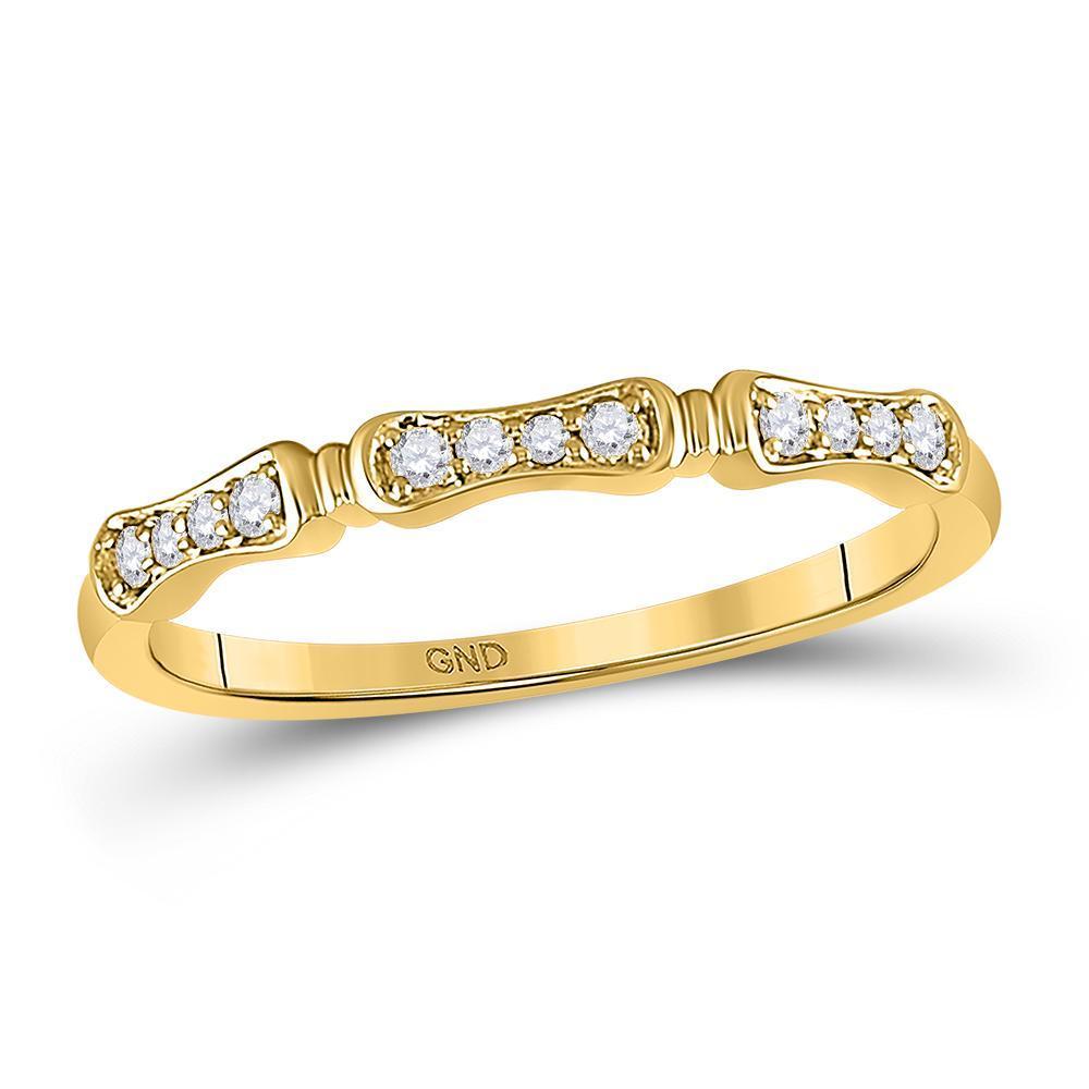 10kt Yellow Gold Womens Round Diamond Stackable Band Ring 1/10 Cttw