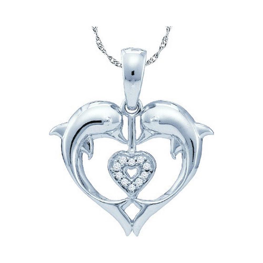 10kt White Gold store Womens Round Diamond Heart Pendant .03 Cttw