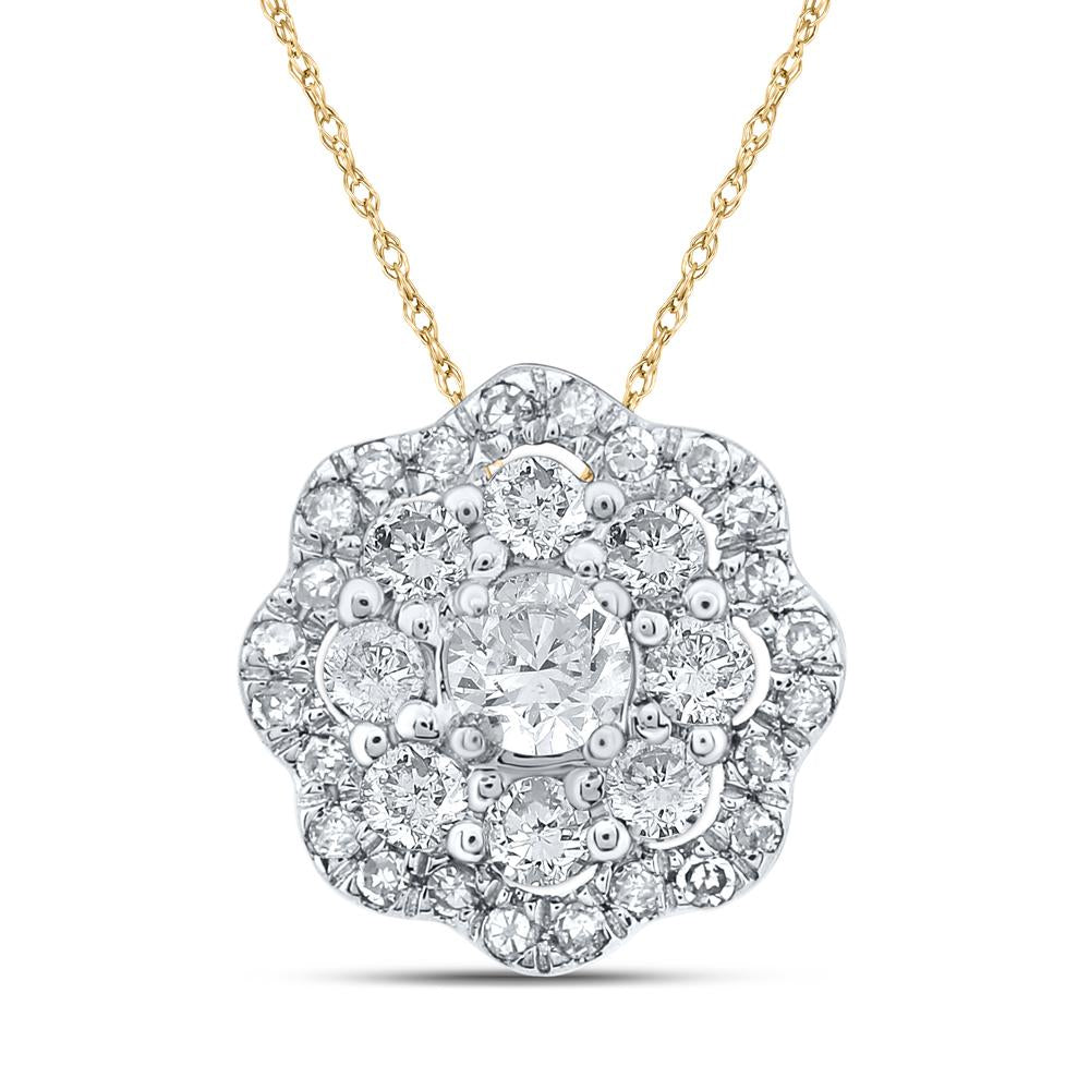 10kt Yellow Gold Womens Round Diamond Cluster Pendant 1/4 Cttw