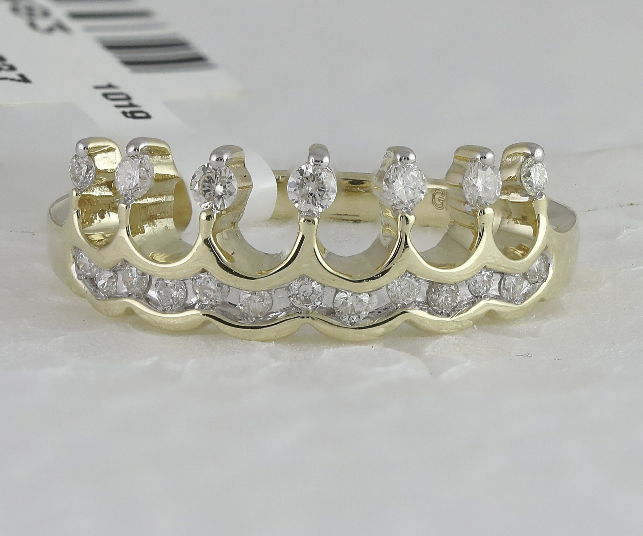 10kt Yellow Gold Womens Round Diamond Crown Tiara Band Ring 1/4 Cttw