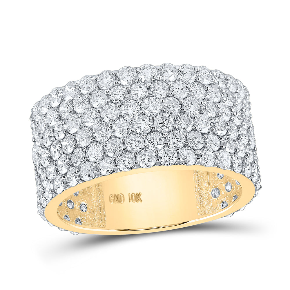 10kt Yellow Gold Mens Round Diamond 6-Row Band Ring 6-1/2 Cttw