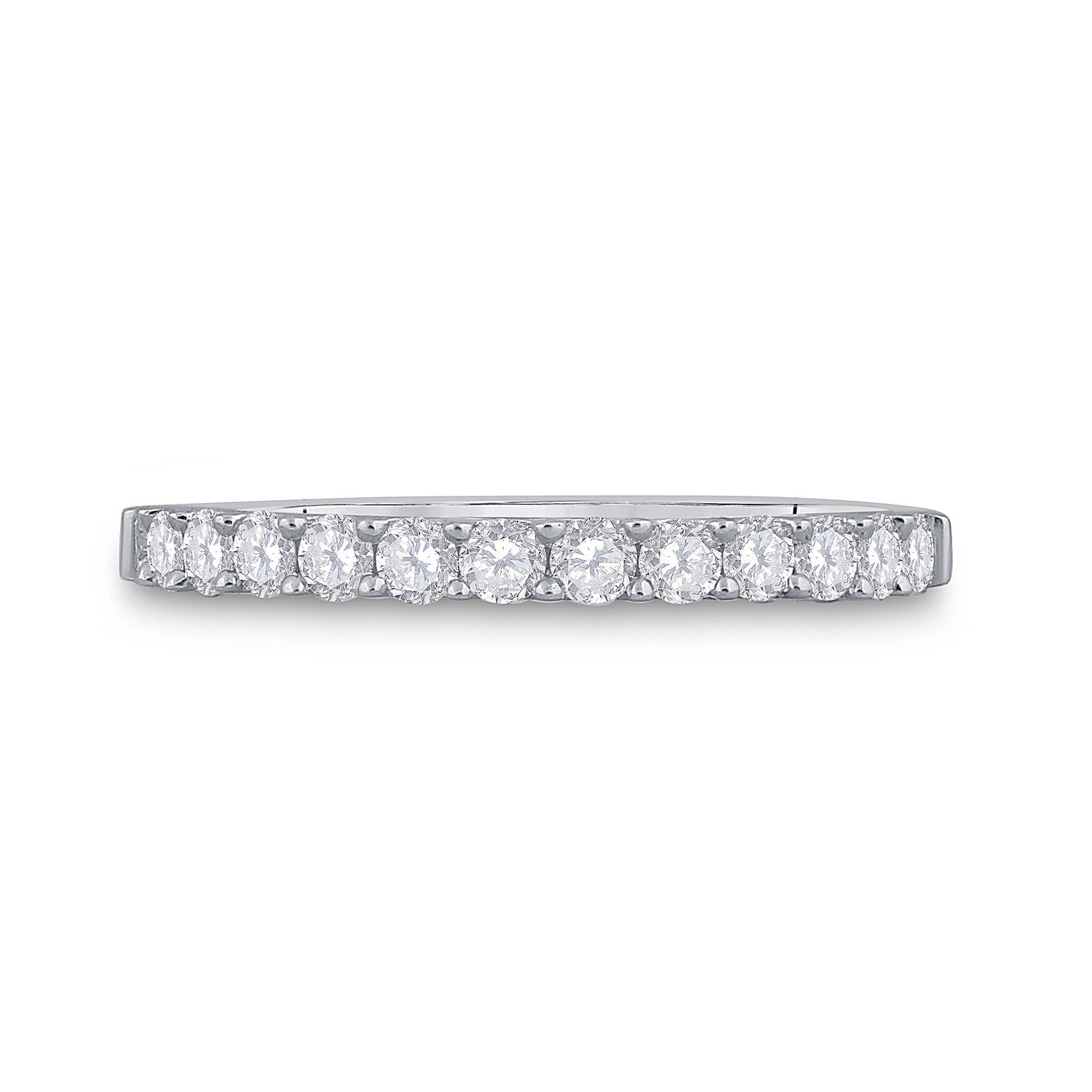 14kt White Gold Womens Round Diamond Single Row Wedding Band 1/2 Cttw