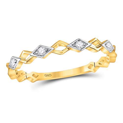 10kt Yellow Gold Womens Round Diamond Stackable Band Ring 1/20 Cttw