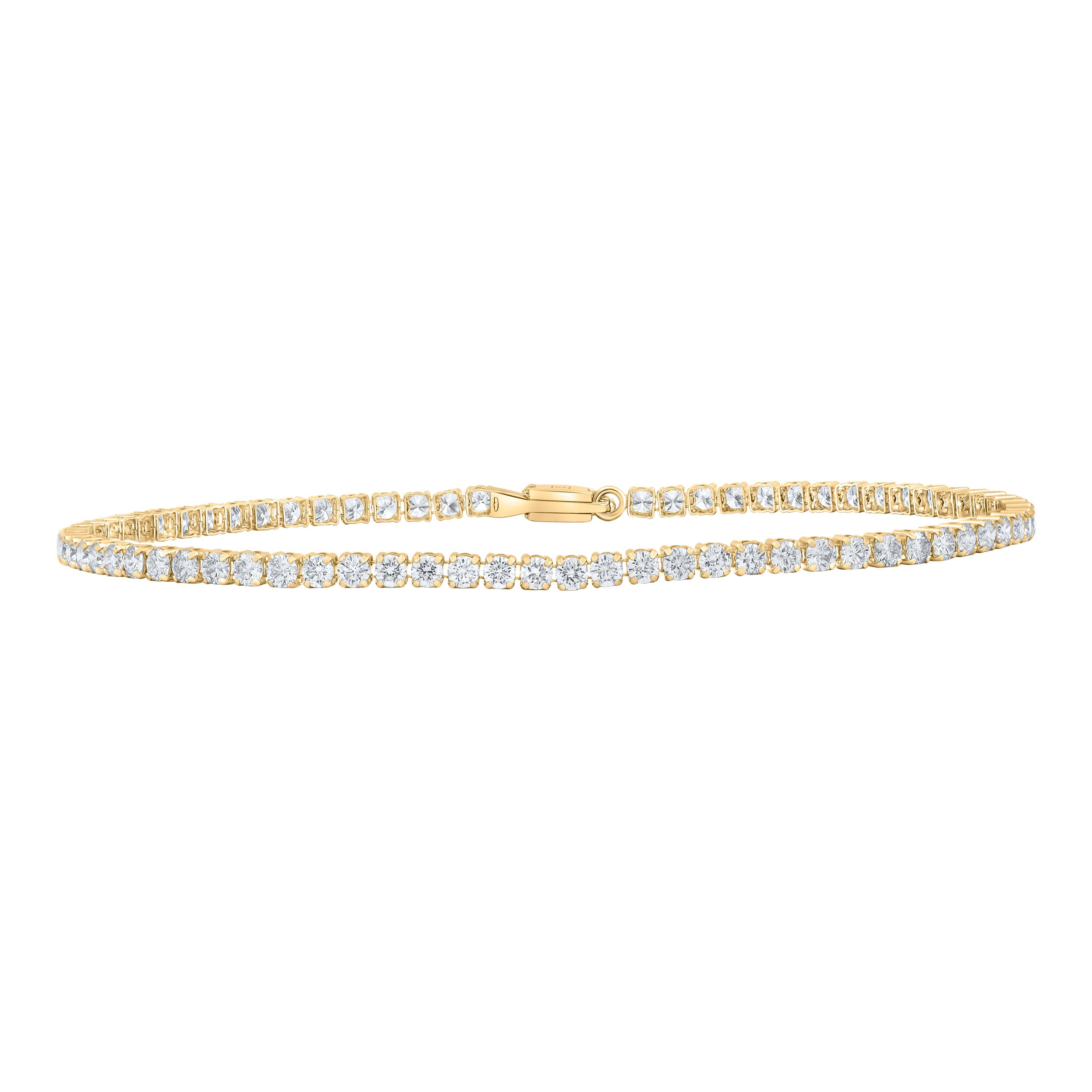 14kt Yellow Gold Womens Round Diamond Tennis Bracelet 3 Cttw