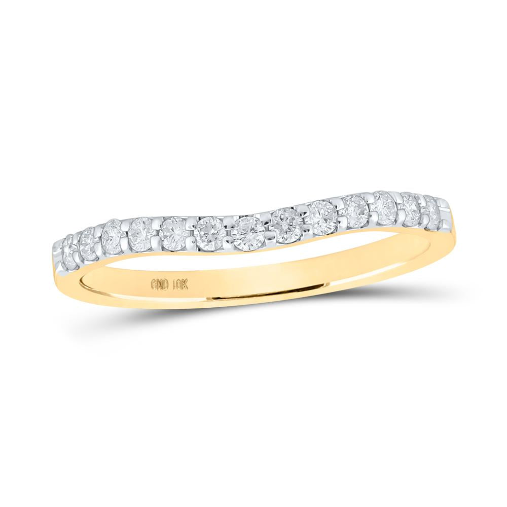 10kt Yellow Gold Womens Round Diamond Curved Band Ring 1/4 Cttw