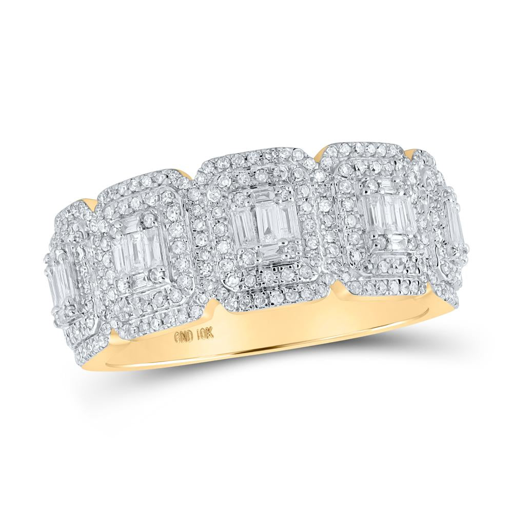 10kt Yellow Gold Mens Baguette Diamond Band Ring 1 Cttw