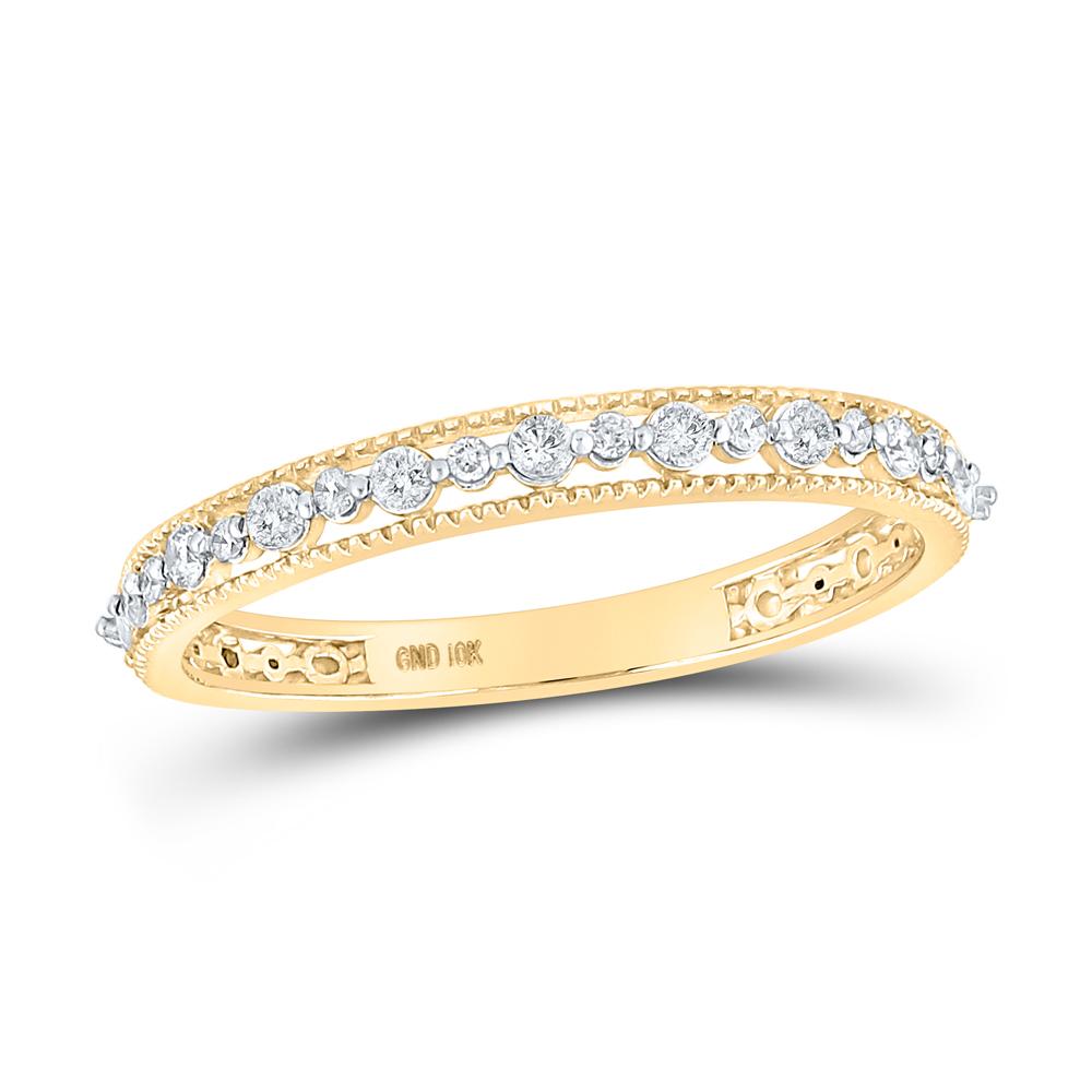 10kt Yellow Gold Womens Round Diamond Stackable Band Ring 1/6 Cttw