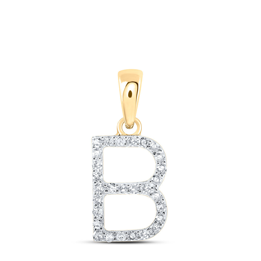 10kt Yellow Gold Womens Round Diamond B Initial Letter Pendant 1/8 Cttw