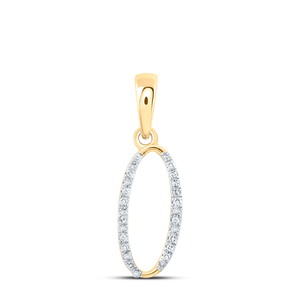 10kt Yellow Gold Womens Round Diamond O Initial Letter Pendant 1/12 Cttw