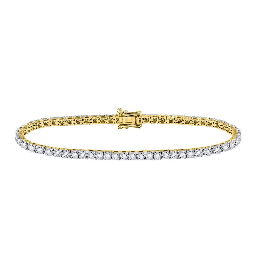 10kt Yellow Gold Womens Round Diamond Classic Tennis Bracelet 1 Cttw