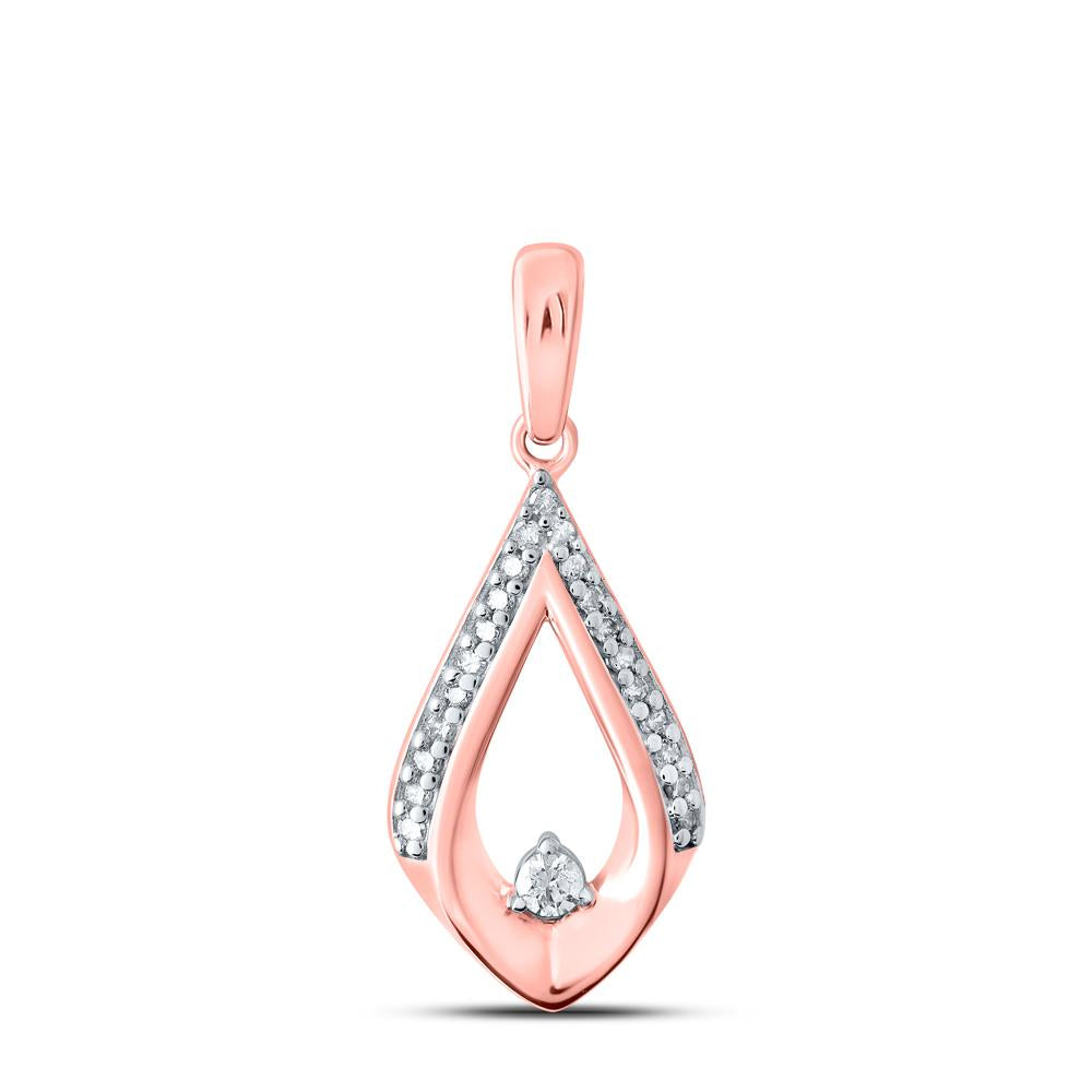 10kt Rose Gold Womens Round Diamond Fashion Pendant 1/8 Cttw