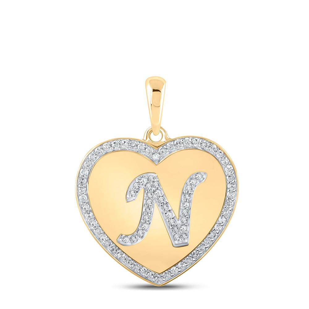 10kt real gold heart letter pendant N popular