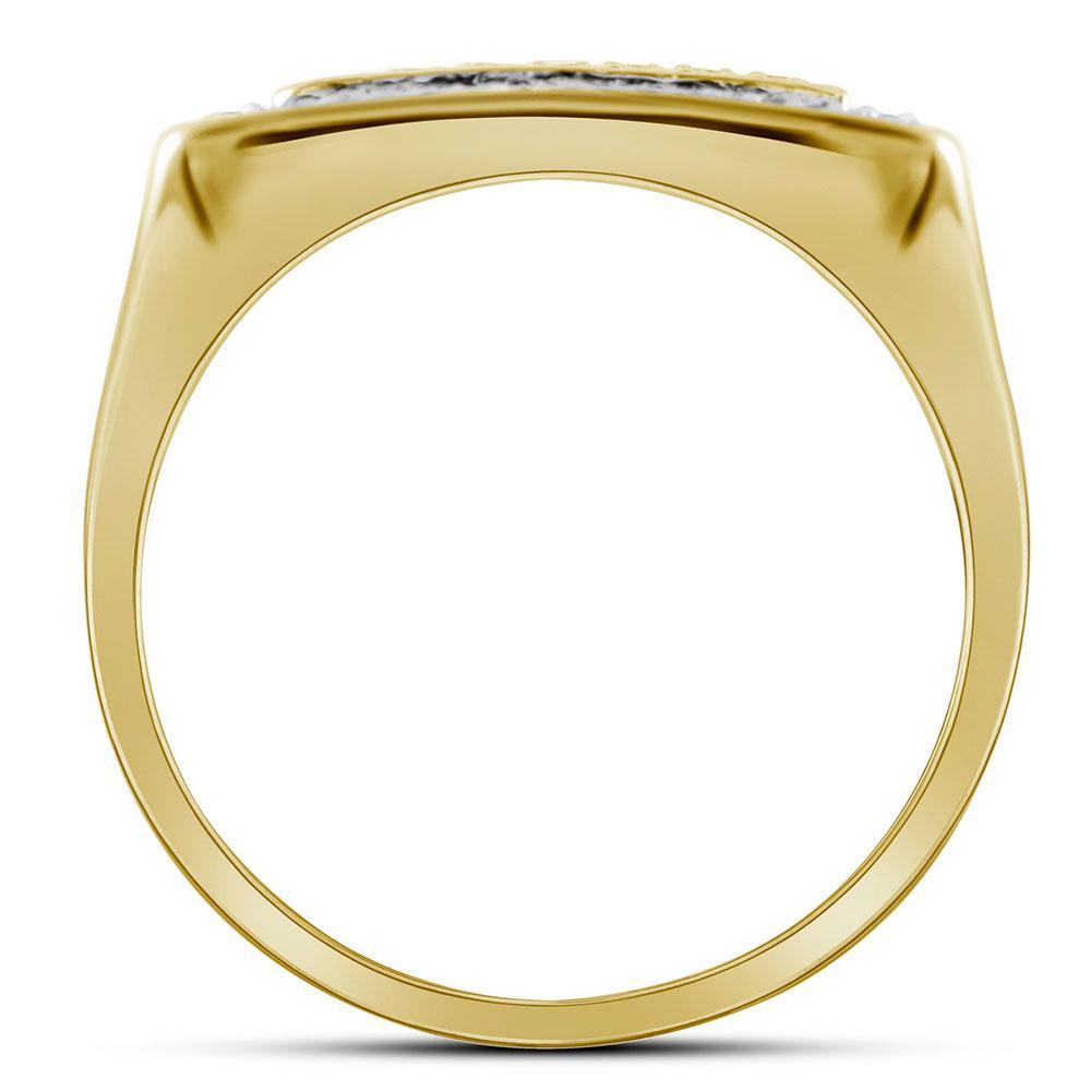 10kt Yellow Gold Mens Round Diamond Square Ring 1/2 Cttw