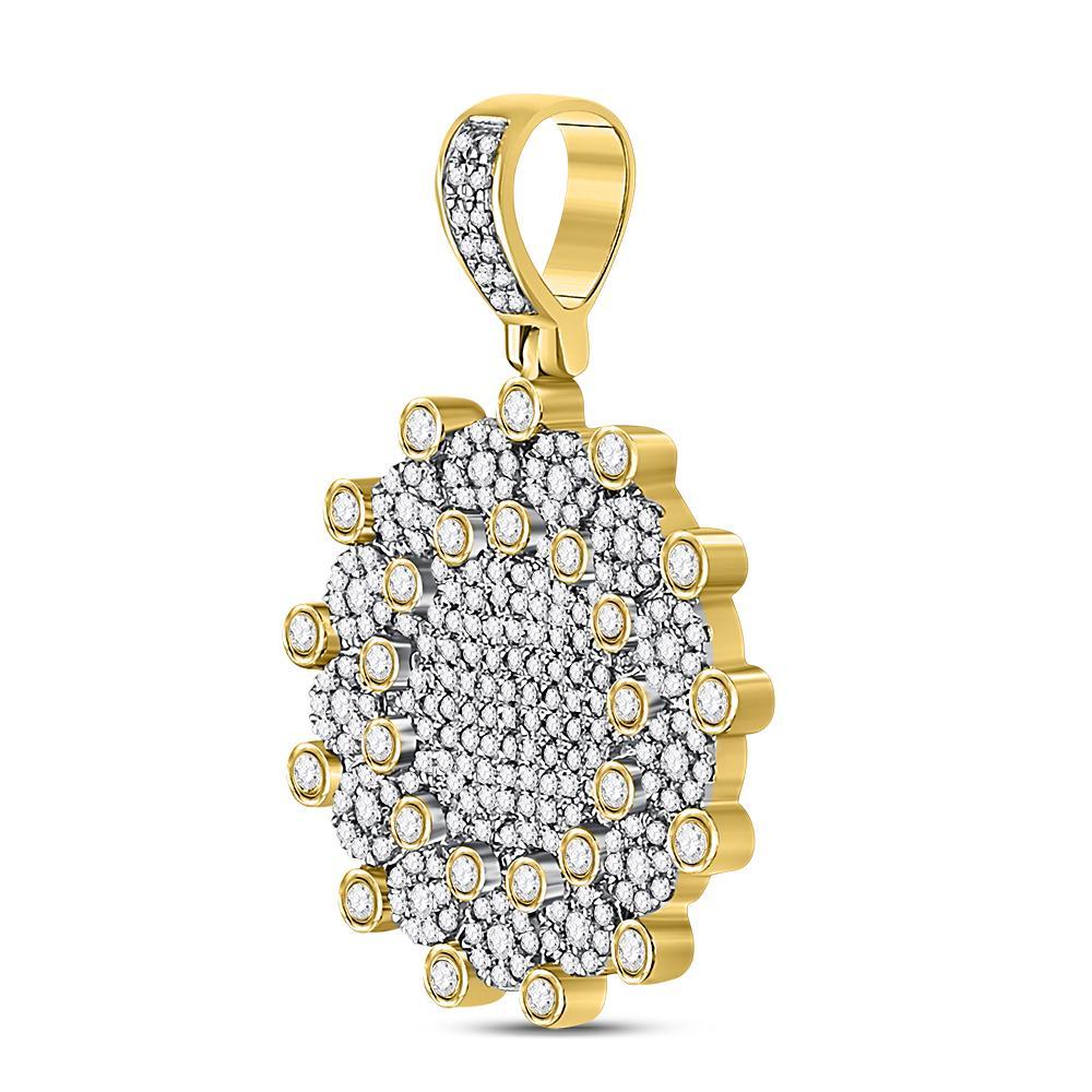 10kt Yellow Gold Mens Round Diamond Circle Charm Pendant 1 Cttw