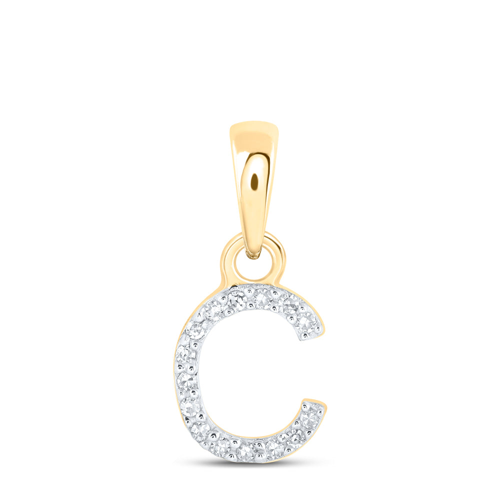 10kt Yellow Gold Womens Round Diamond C Initial Letter Pendant .03 Cttw